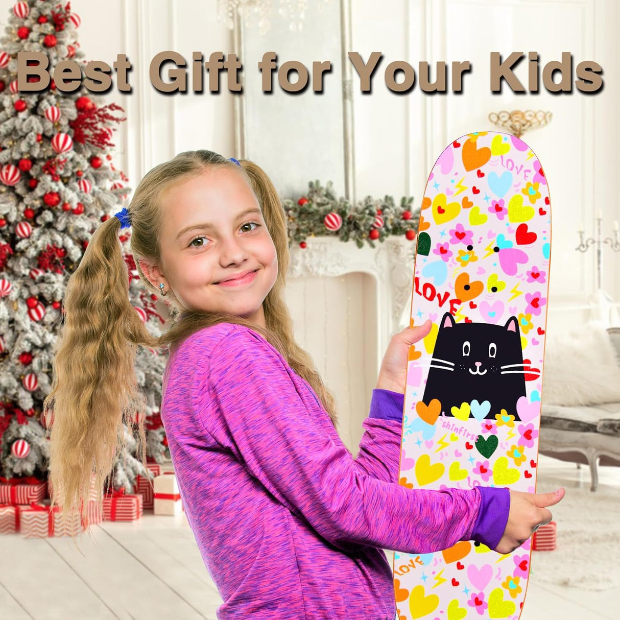 Patineta Completa de 31 Pulgadas con Diseño de Unicornio y Calavera