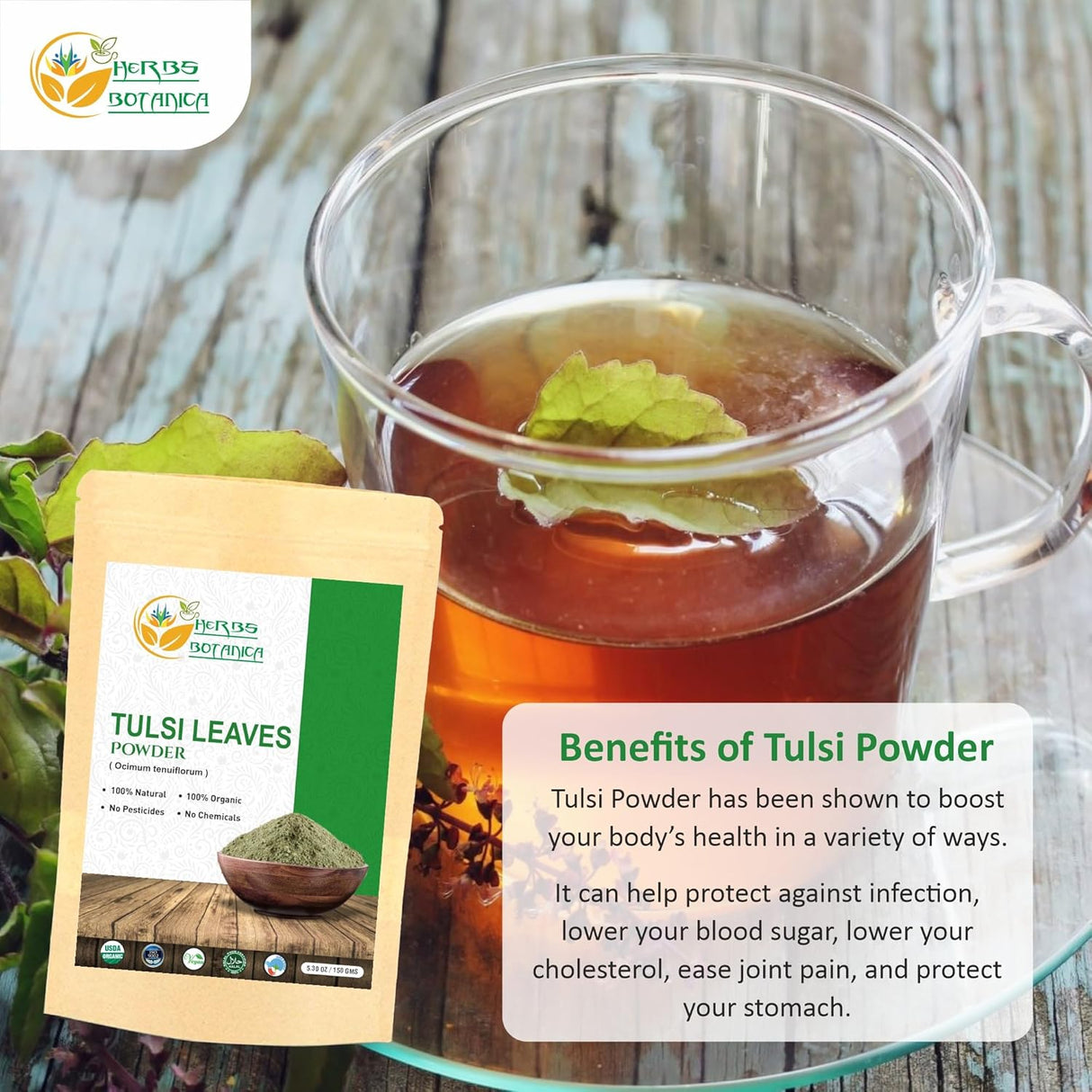 Polvo de Tulsi Orgánico Vitalidad y Bienestar - Ocimum Sanctum