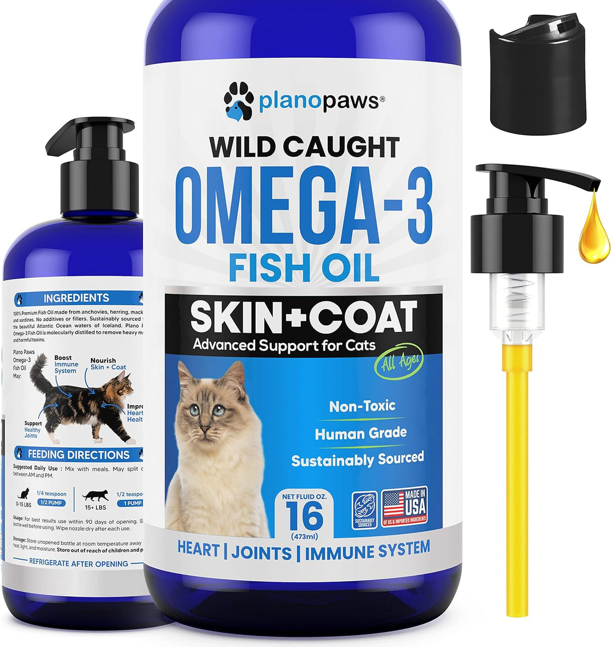 Aceite de pescado Omega 3 para gatos, mejor que el aceite de salmón para gatos, vitaminas y suplementos para gatitos, suministros de salud para gatos, tratamiento de la caspa de gatos, aceite de