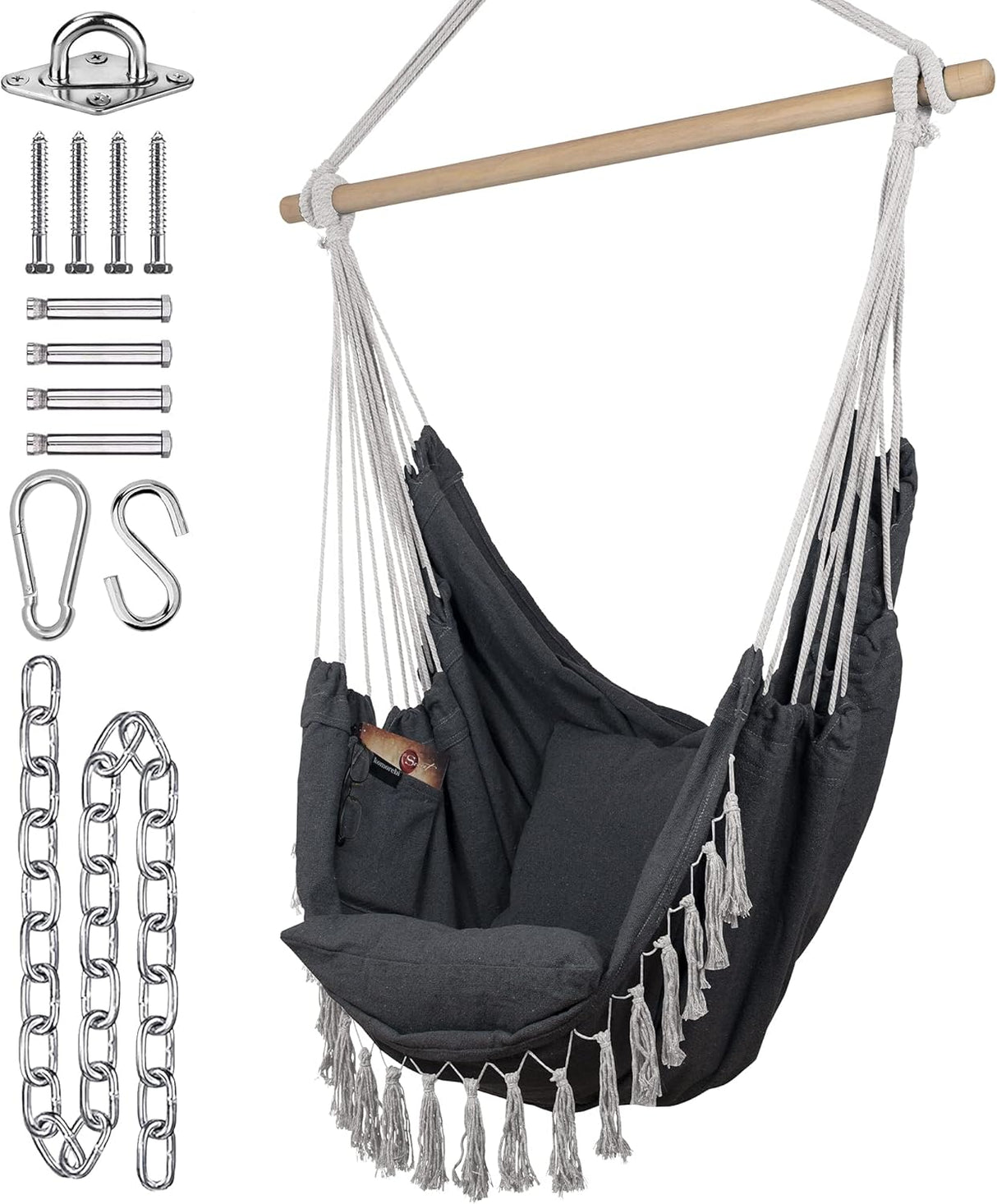 Silla Hamaca KOMOREBI - 60x47 - Algodón, 2 Cojines, Macramé