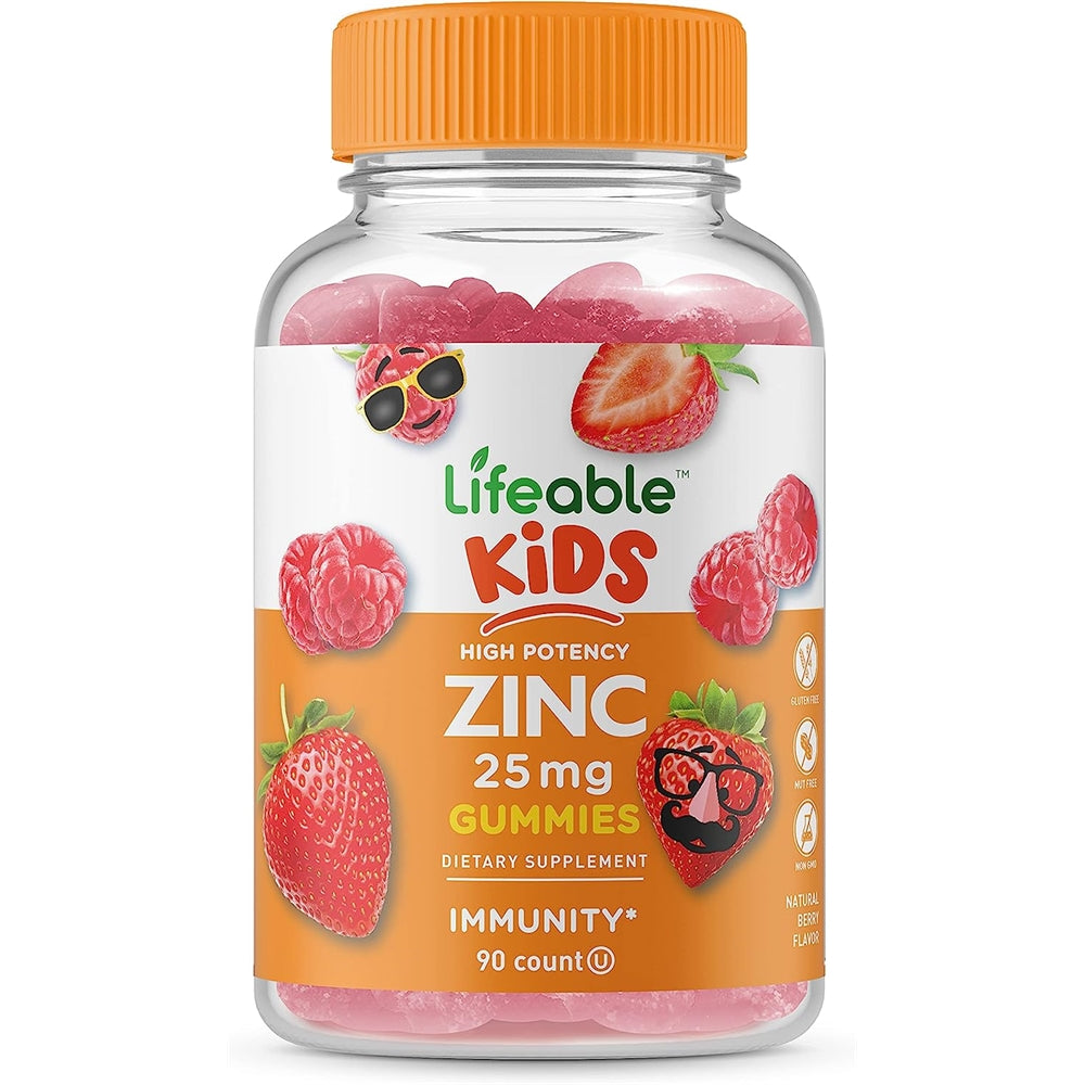Suplemento Gomitas de zinc realistas para niños, 25 mg 90un