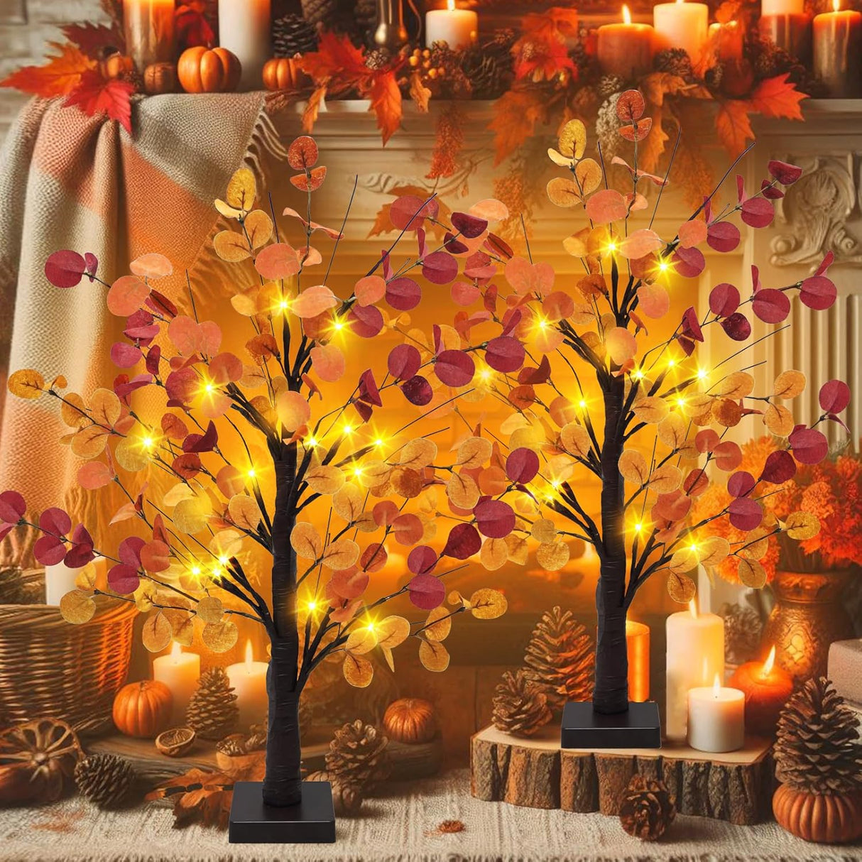 Árbol de Eucalipto Artificial con Luz LED - Decoración Otoño