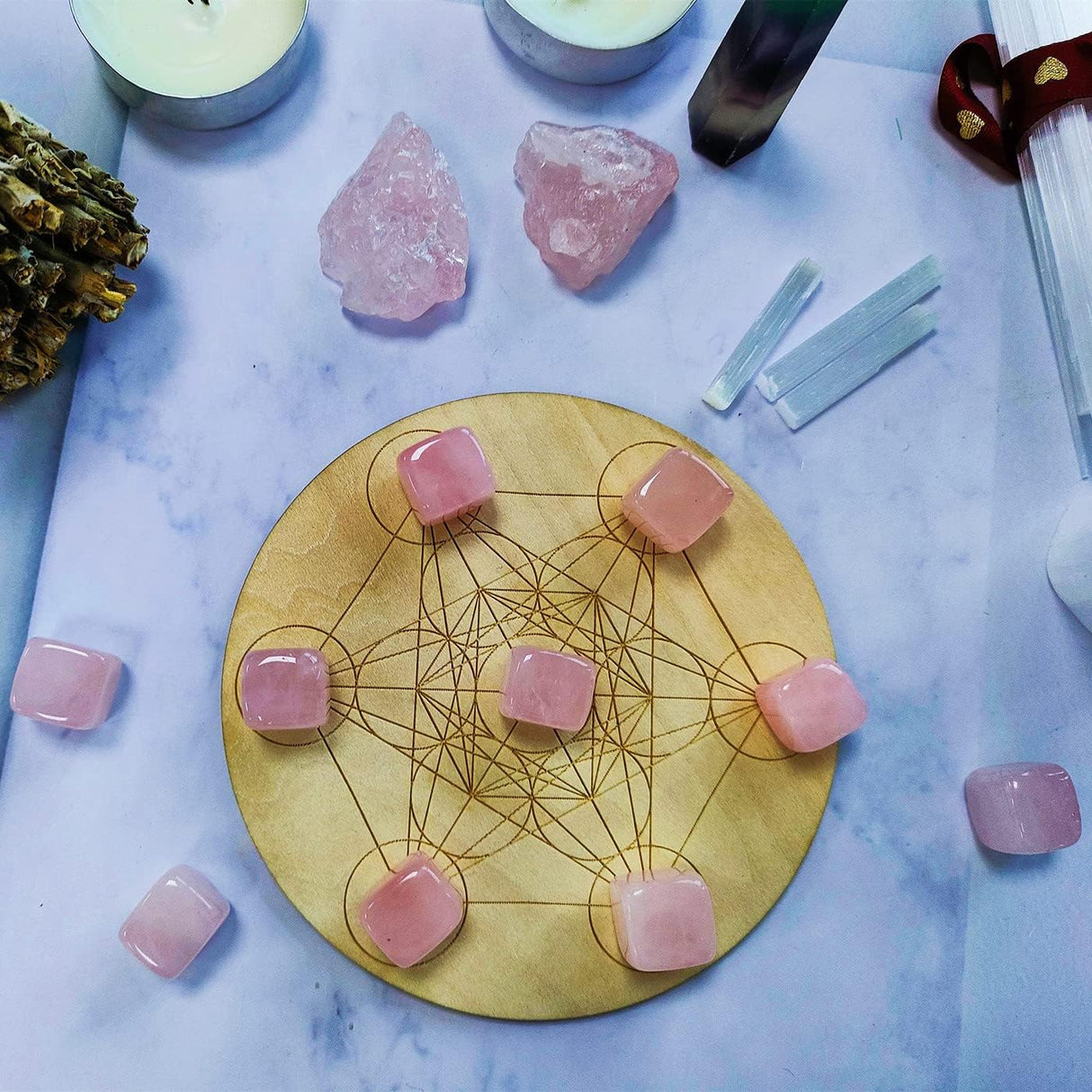 Juego de 10 cristales curativos de cuarzo rosa a granel