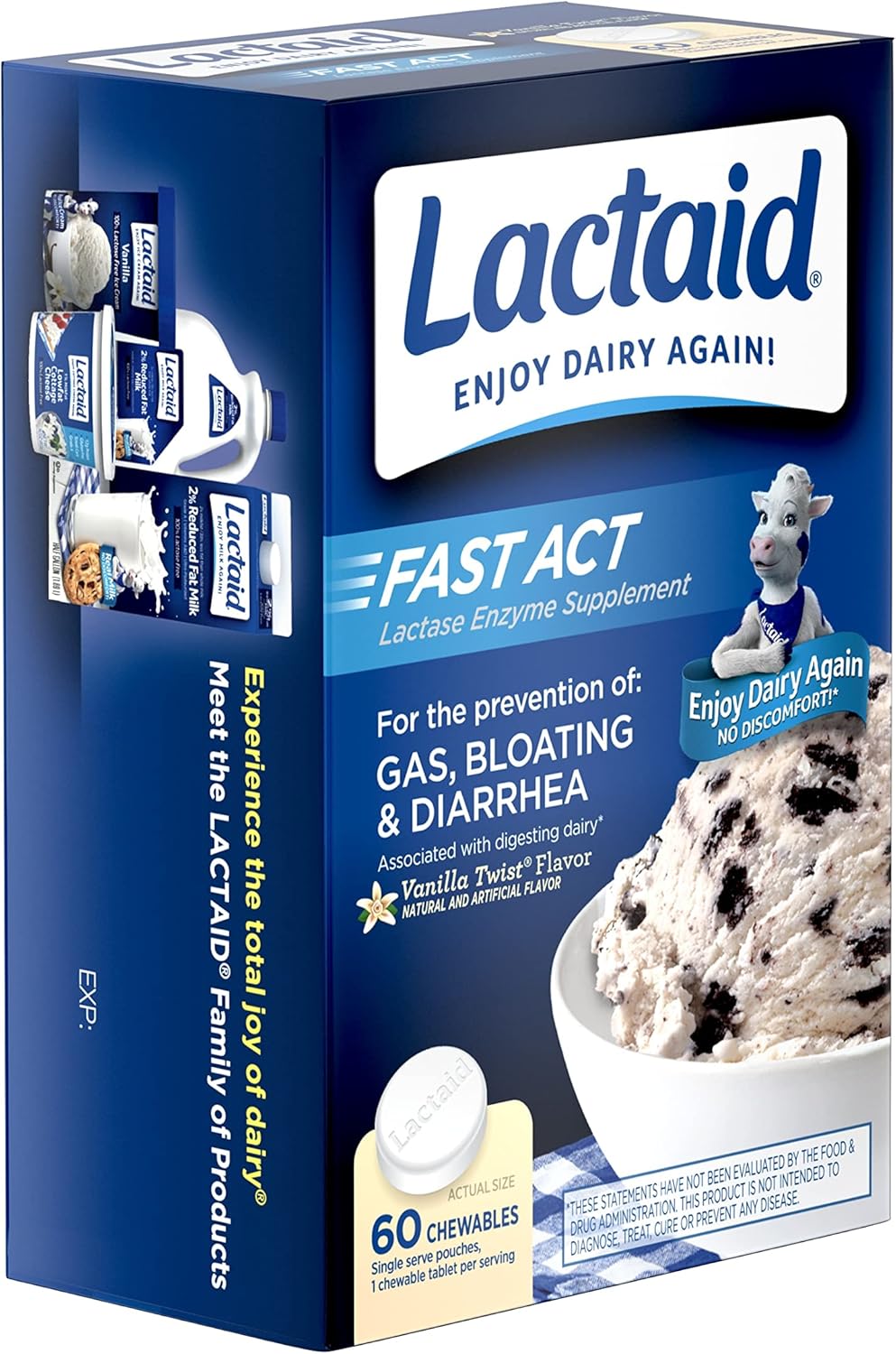 Suplemento Lactaid Fast Act masticable, vainilla