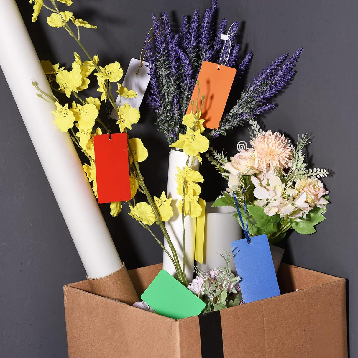 MECCANIXITY Etiquetas de envío de plástico con alambres impermeables