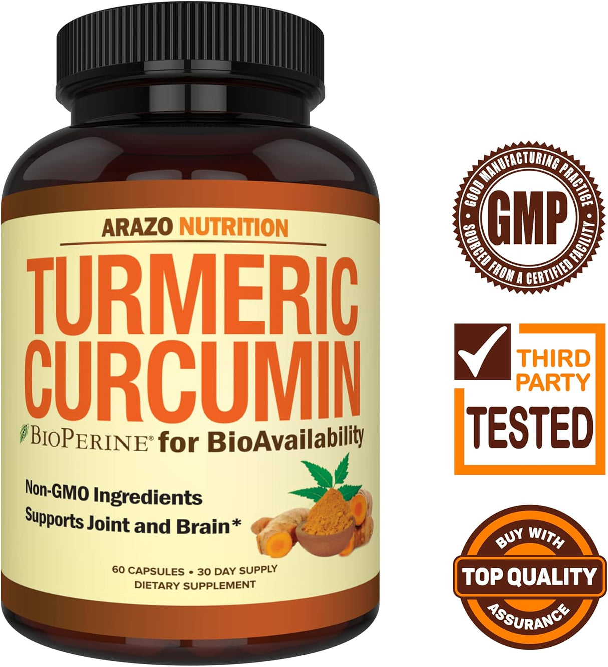 Suplemento Cúrcuma Curcumina con Bioperine 1300 mg 60 unid