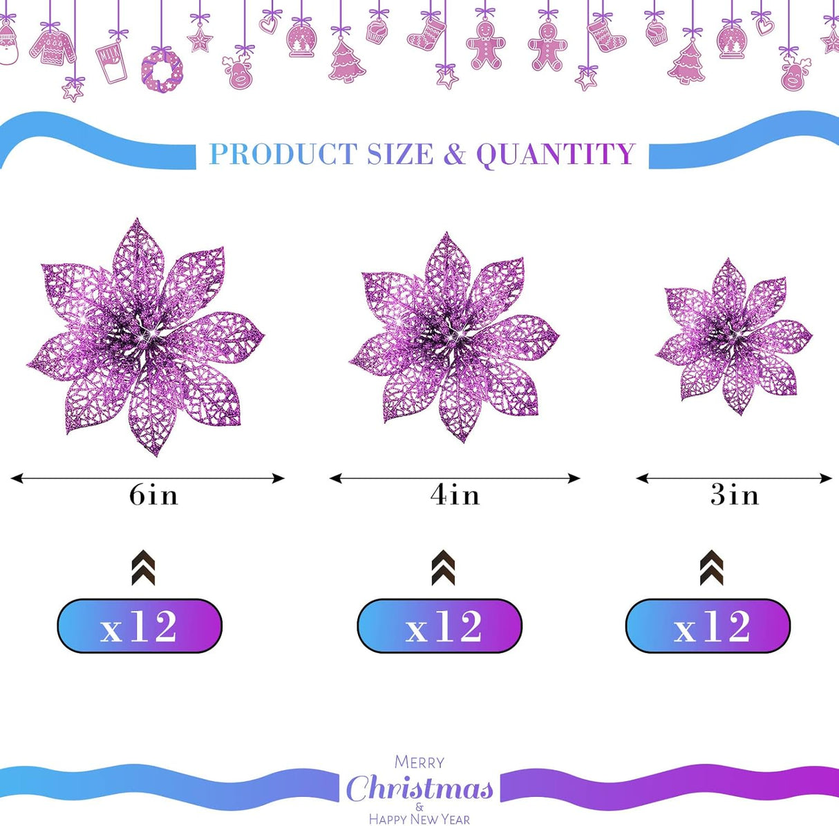 Flores Poinsettia Artificiales WILLBOND 36 Piezas Decorativas