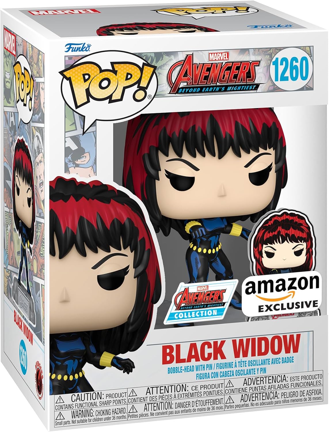 Funko Pop! & Pin: Vengadores 60 Aniversario, Black Widow, Exclusivo