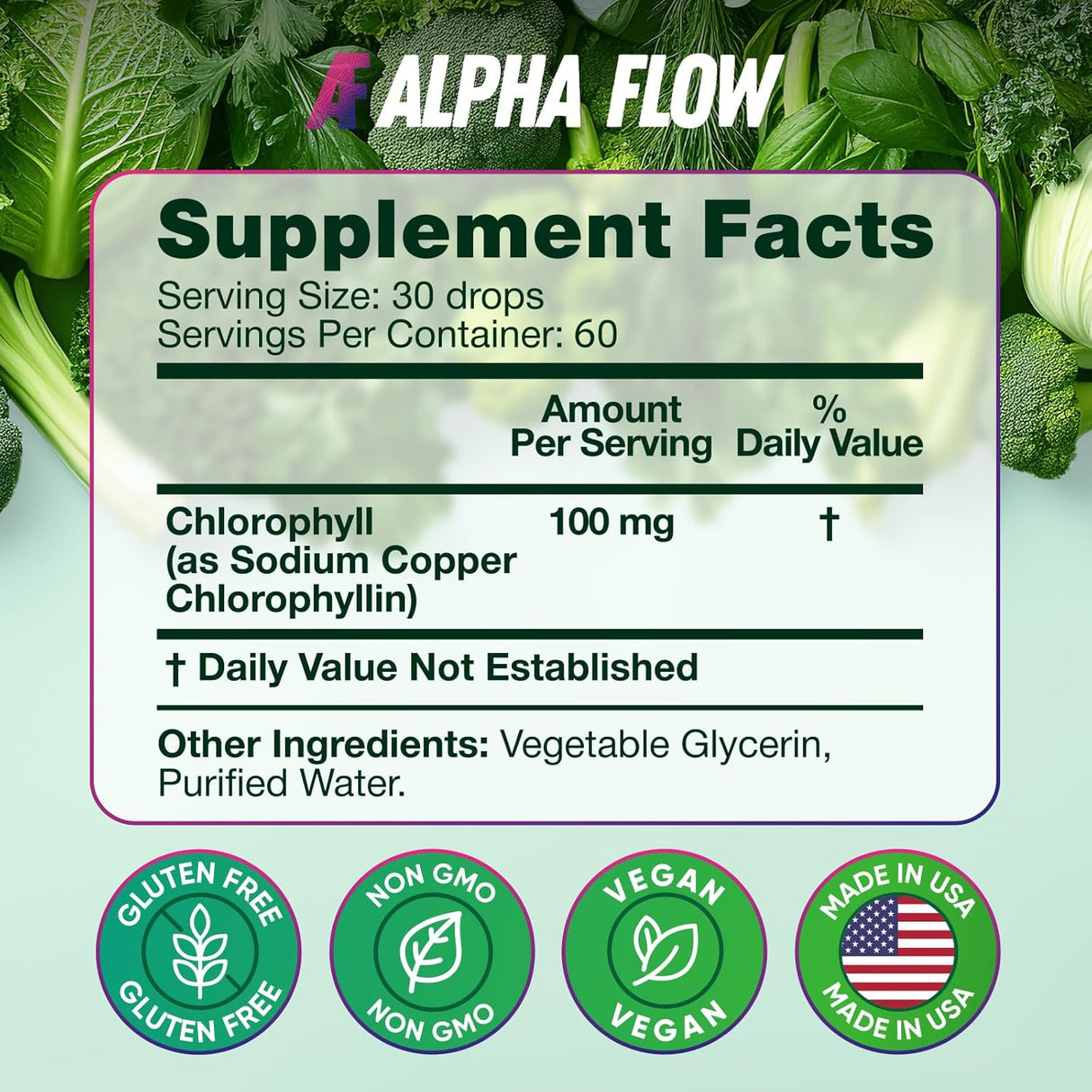 Suplemento Líquido de Clorofila 6000 mg - Antioxidante y Energía