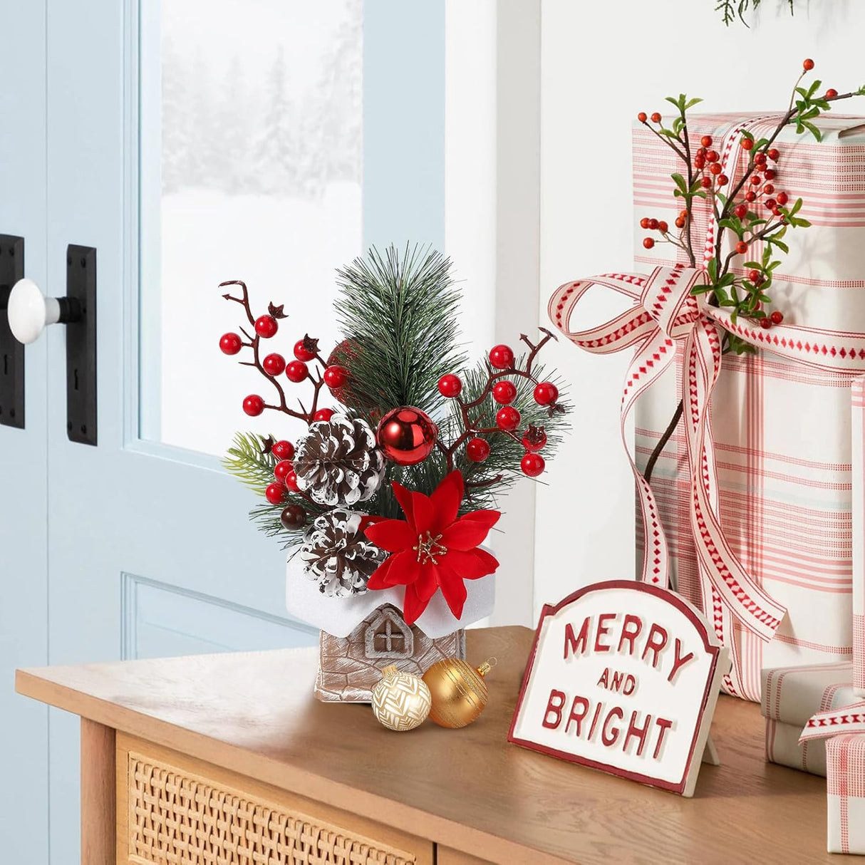 Árbol de Navidad Artificial Hatisan con Decoraciones y Piñas