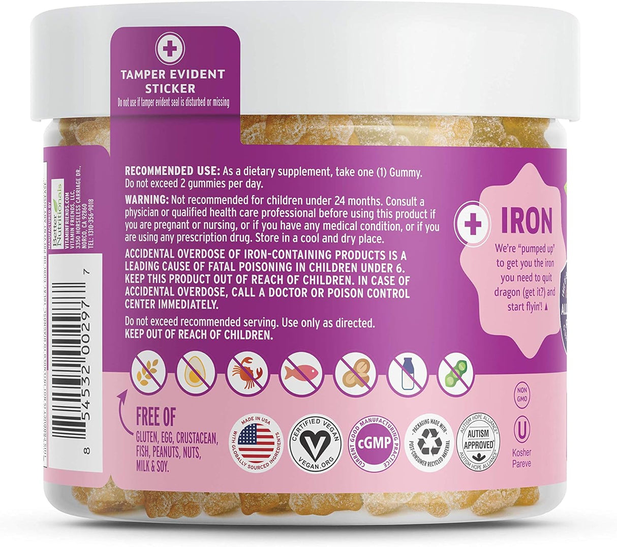 Suplemento ironbear Vitamin dietético de hierro 60 unidades