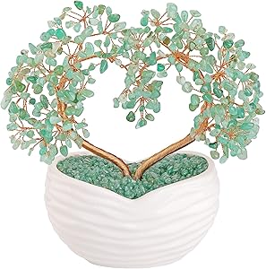 Árbol de dinero con forma de corazón de aventurina verde