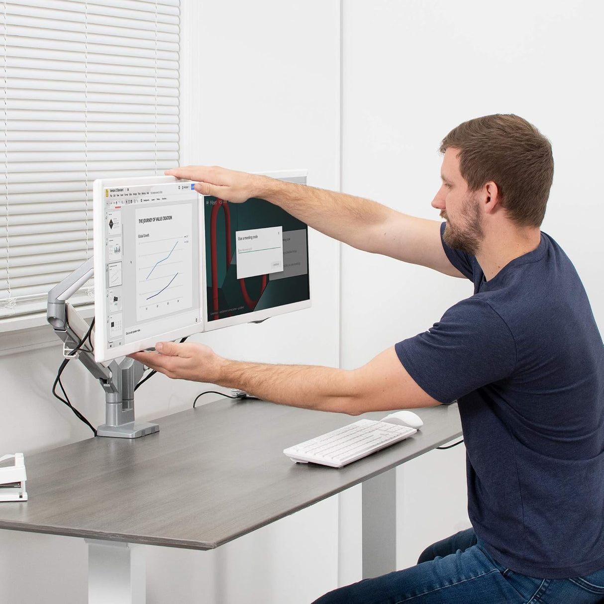 Soporte Doble para Monitores VIVO, Brazo Neumático STAND-V200A