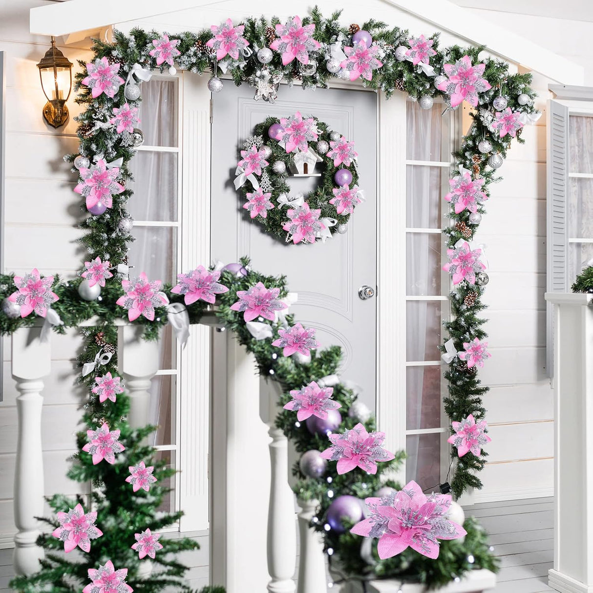 Flores Poinsettia Artificiales, Decoración Navideña, 36 Pcs