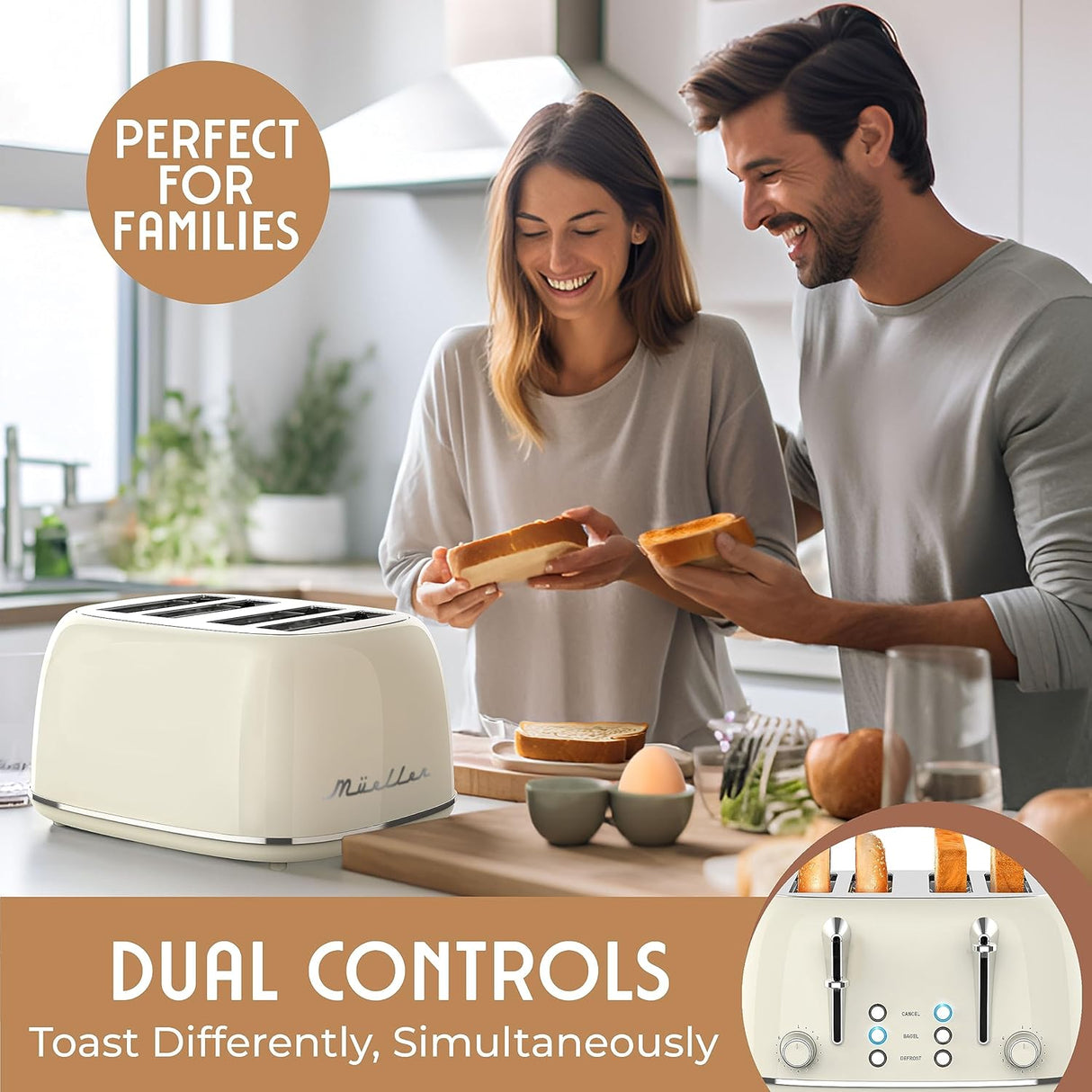 Tostadora retro de 4 ranuras 6 niveles de tostado