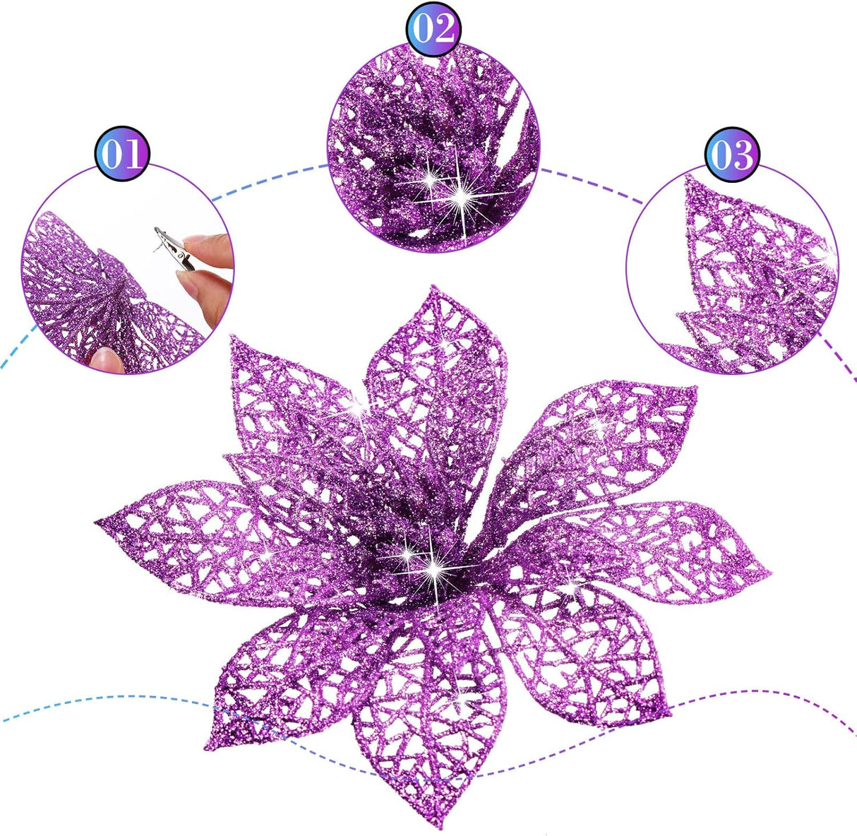 Flores Poinsettia Artificiales WILLBOND 36 Piezas Decorativas