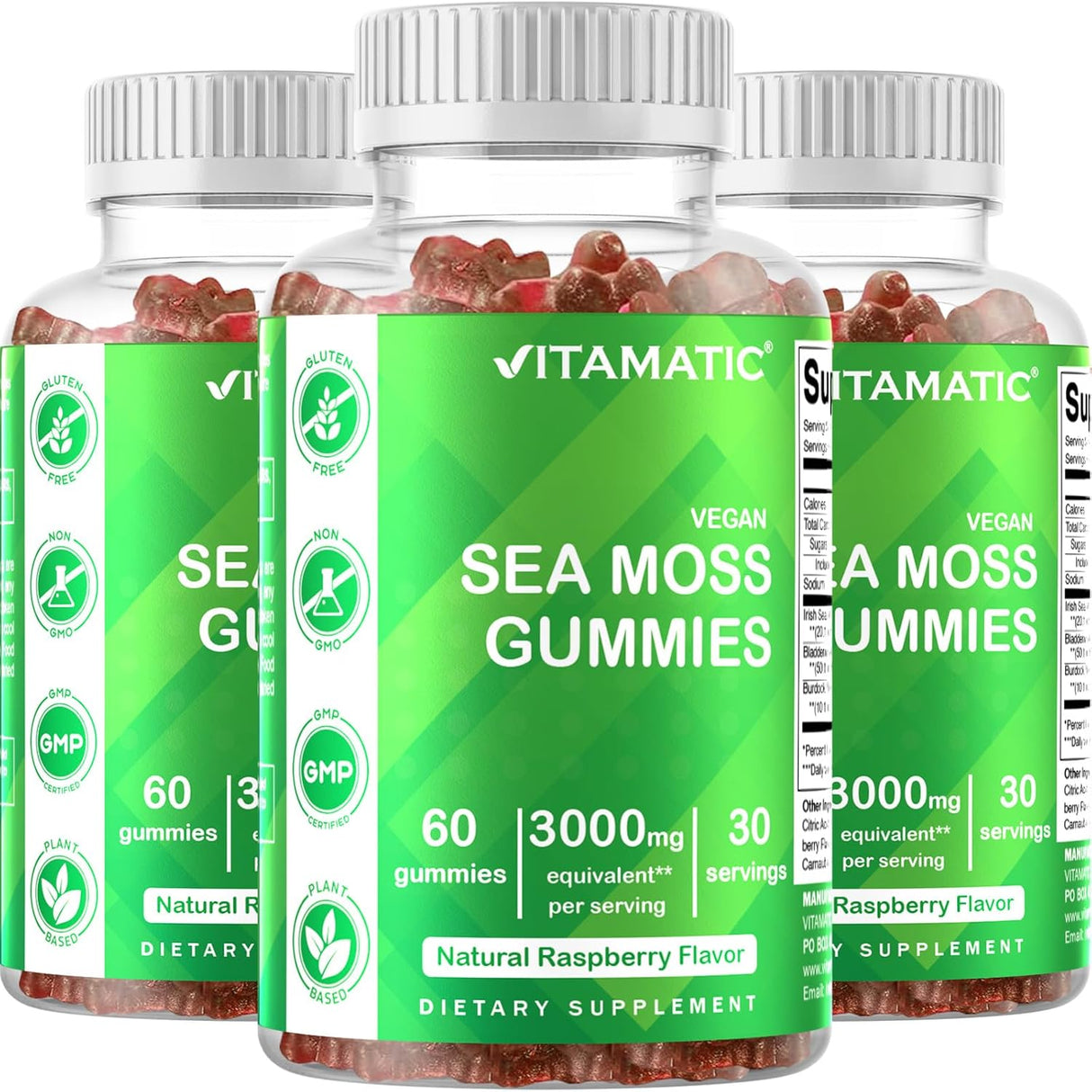 Vitamatic Gummies de Musgo Irlandés 3x60, 3000mg, con B. y B.