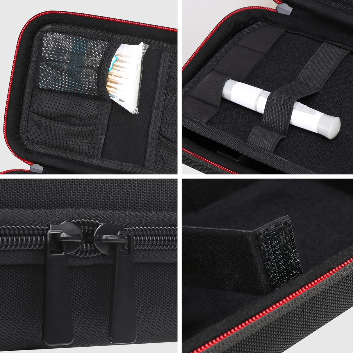 Estuche de viaje para diabéticos medidor de glucosa negro