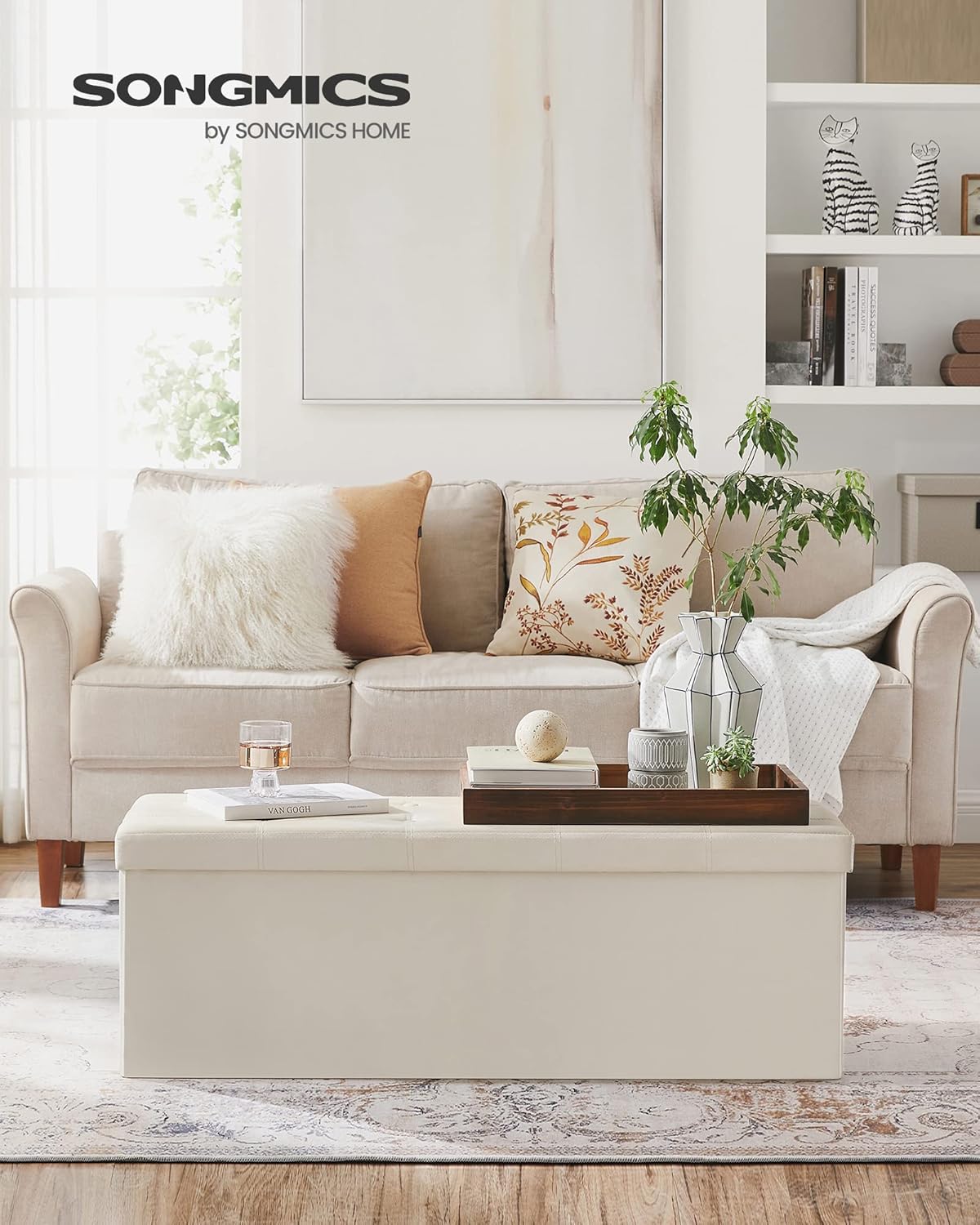 Otomana plegable de almacenamiento, asiento acolchado, ULSF70M