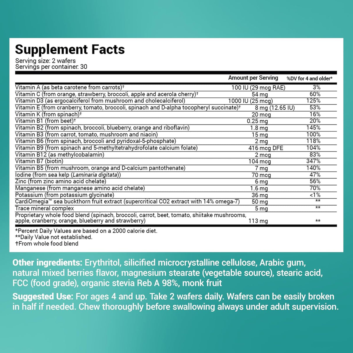 Suplemento Multivitaminas masticables diario para niños