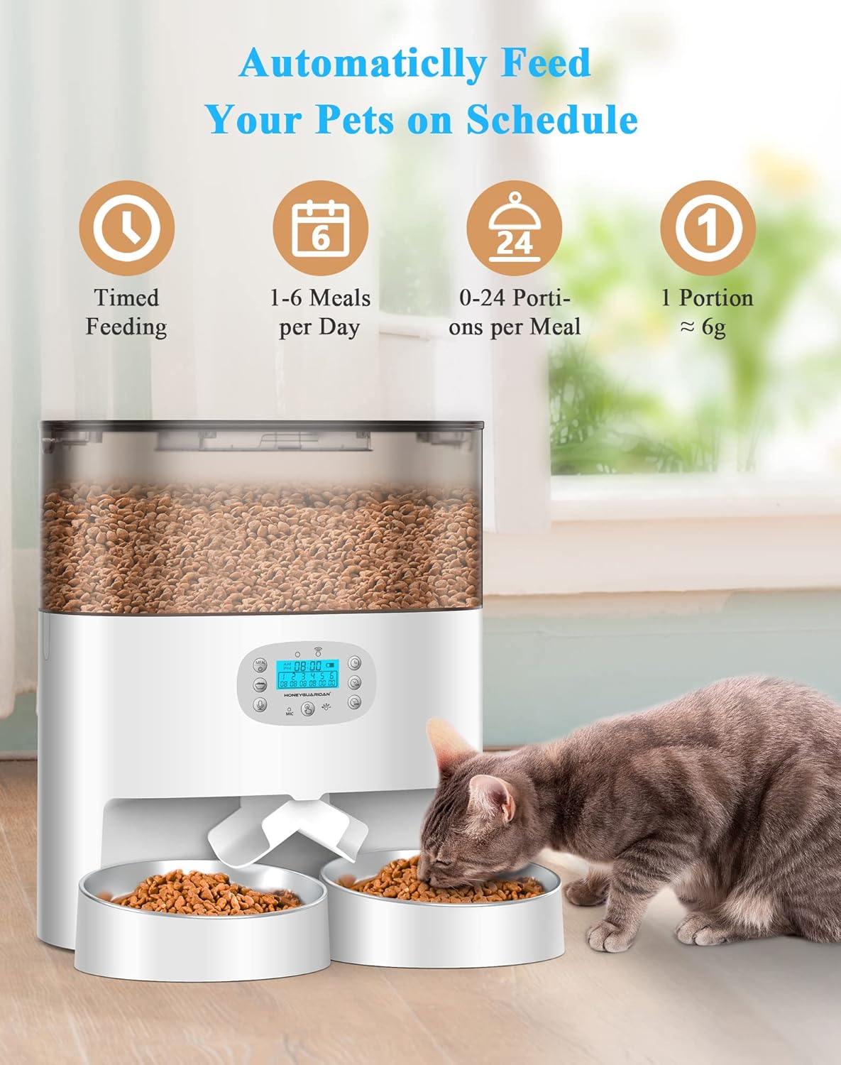 Comedero automático para gatos de 6L y Dispensador