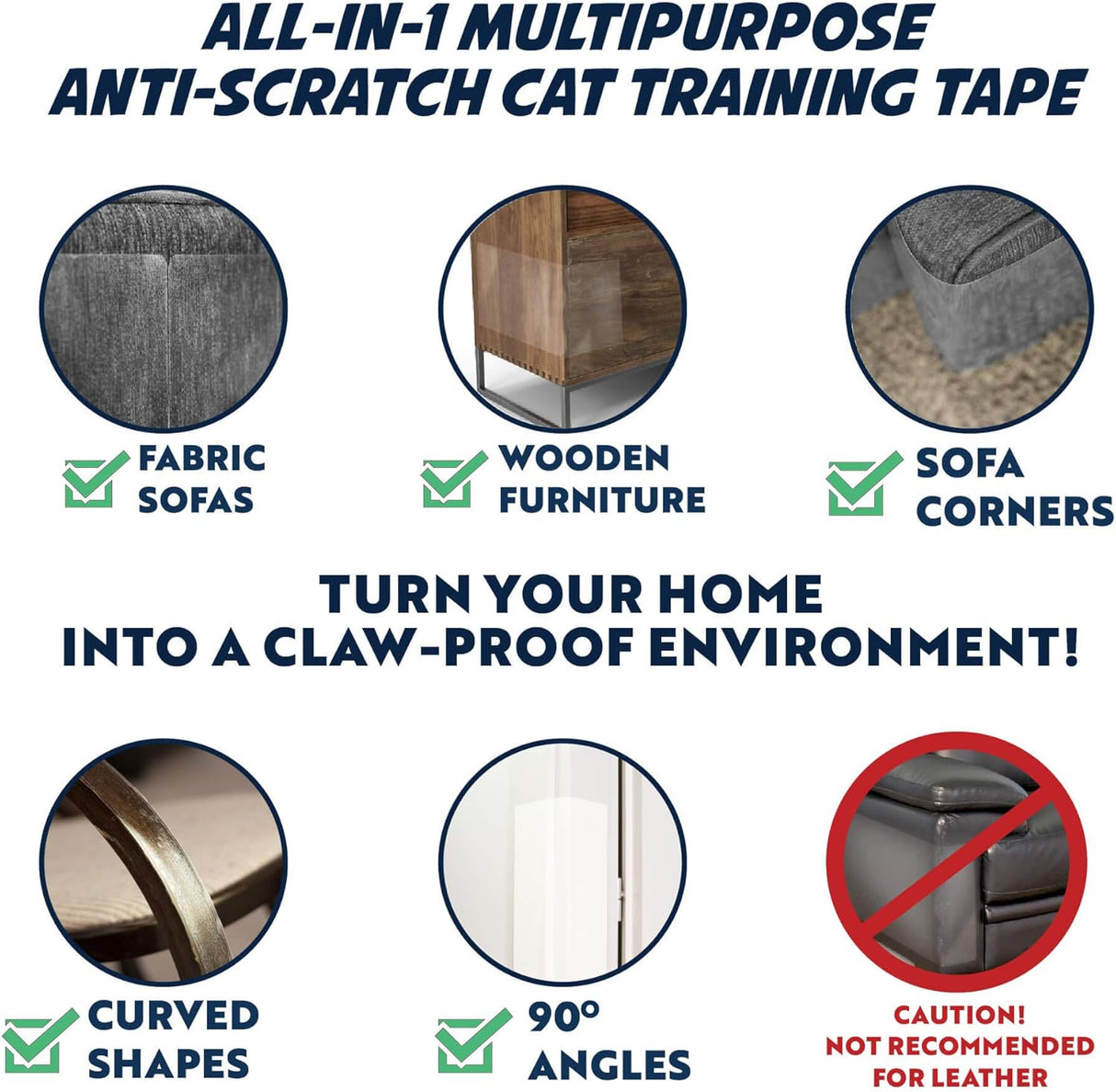 Cinta adhesiva anti arañazos para gatos paquete de 8