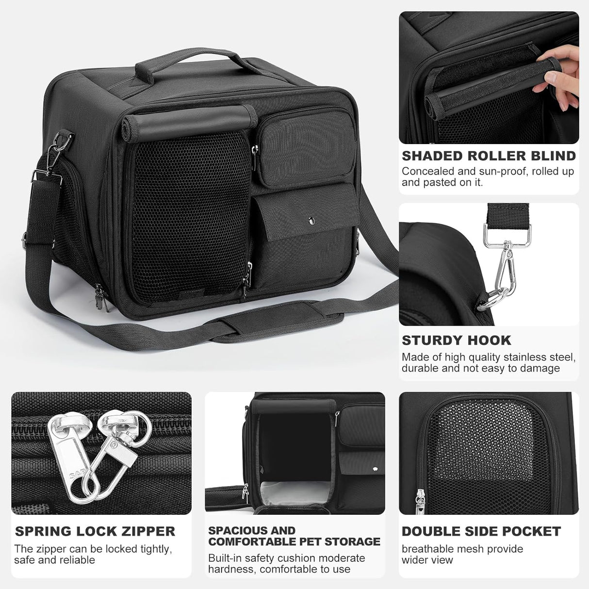 Transportín Suave Grande para Mascotas, Aprobado por Aerolíneas