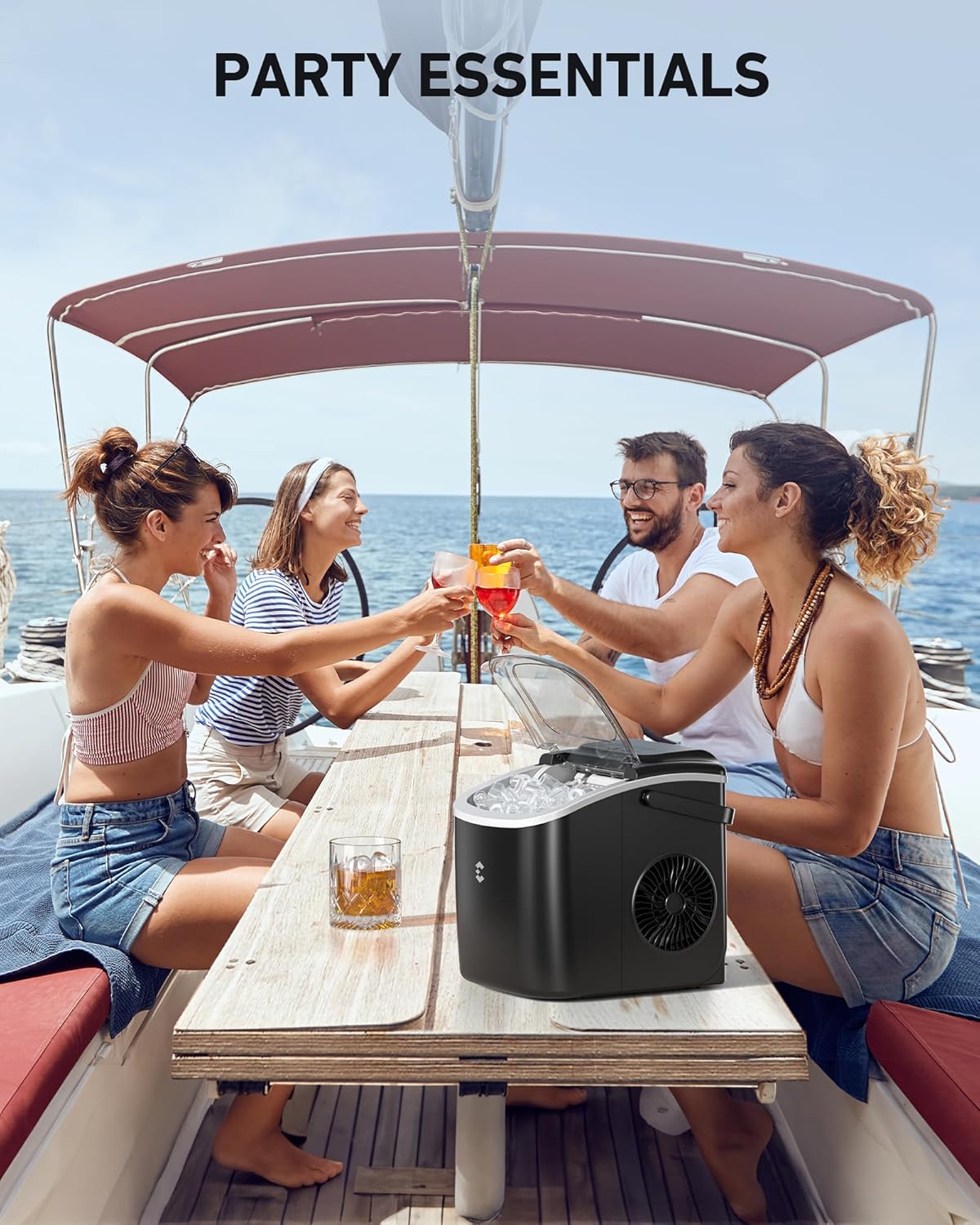 Máquina de Hielo Portátil, 9 Cubos en 6 Min, 26 lbs/día, Auto-Limpieza