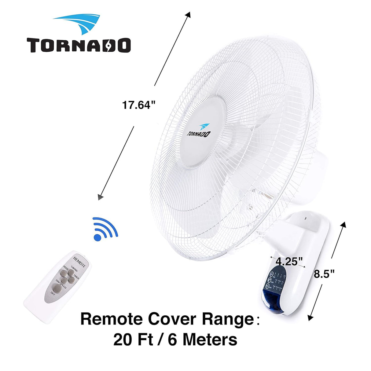 Ventilador de pared Tornado 2 Pack 16 con control remoto 2650 CFM