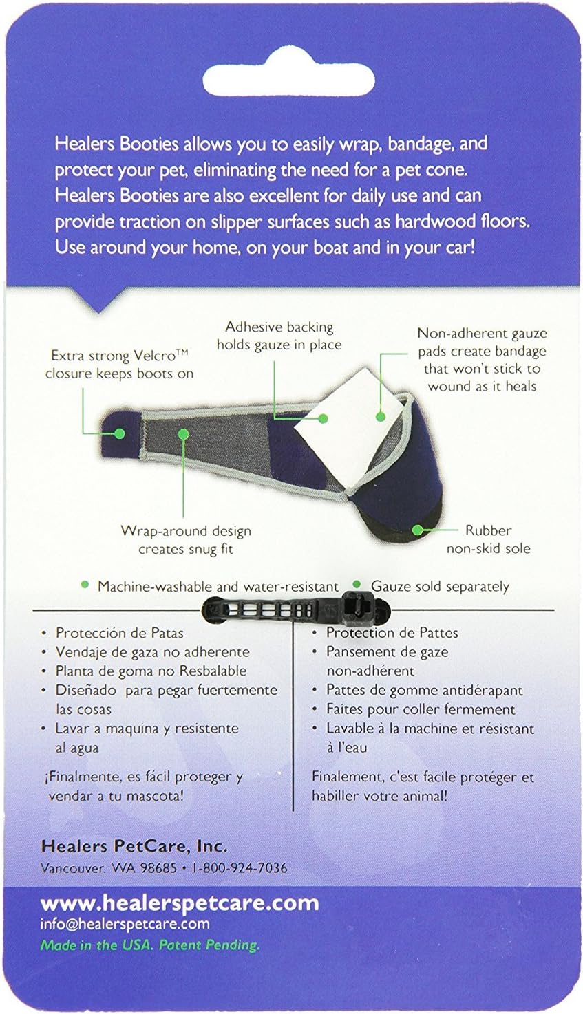 Healers Petcare - Botines médicos para perro, unidad individual, color azul