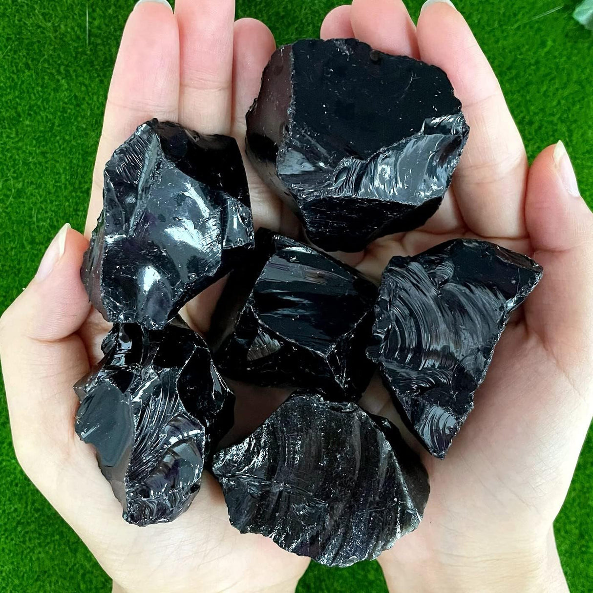 Cristales crudos de obsidiana de 2 pulgadas, natural áspero