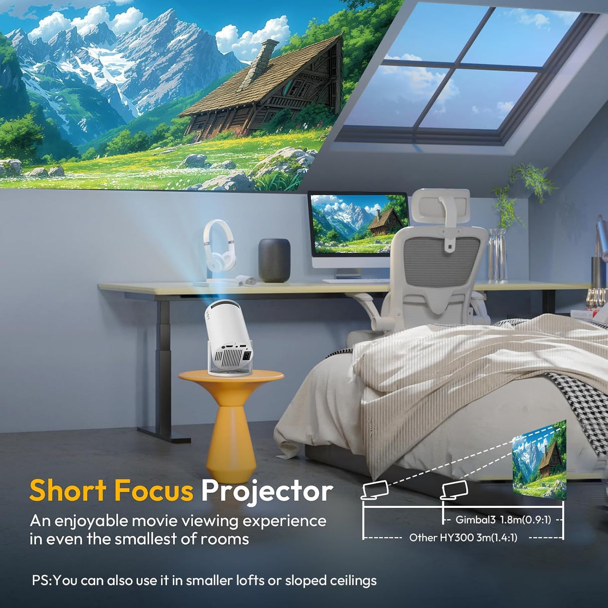 Proyector Mini Smart XGODY 4K, WiFi6, Bluetooth 5.0, Gimbal 3