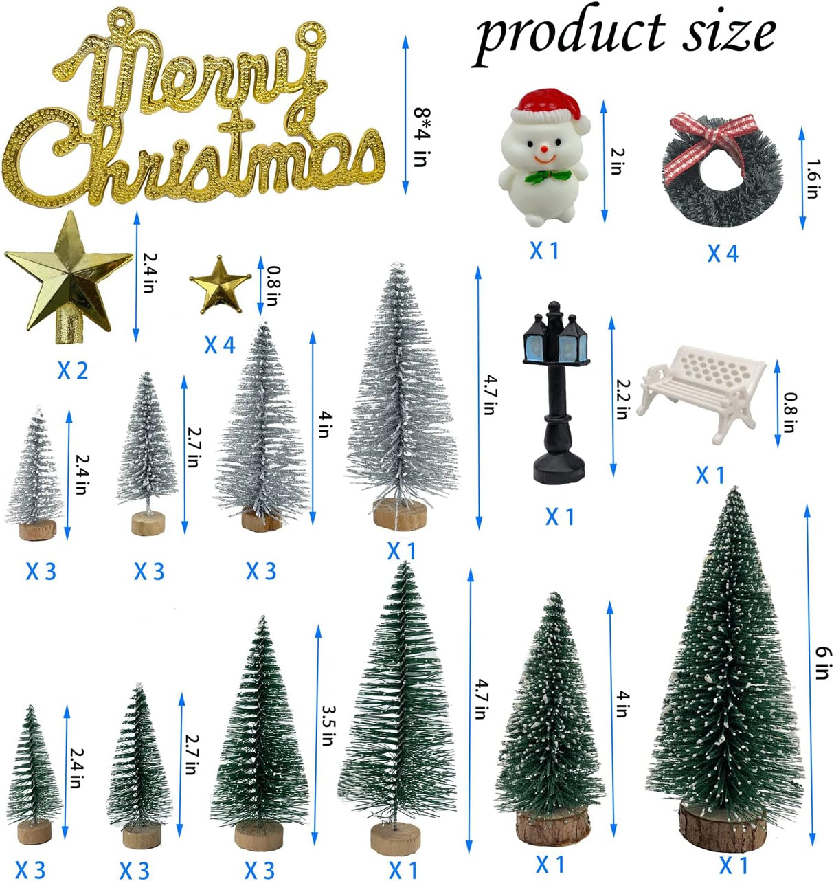 Mini Árboles de Navidad en Mini Botellas, 36 Piezas