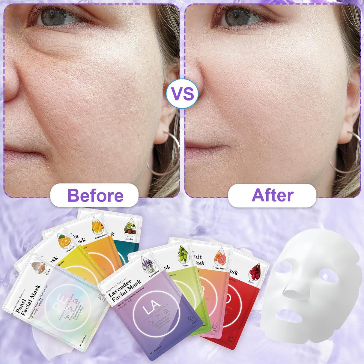 Sheet Facial Masks, Hydrating & Moisturizing, Natural Skincare