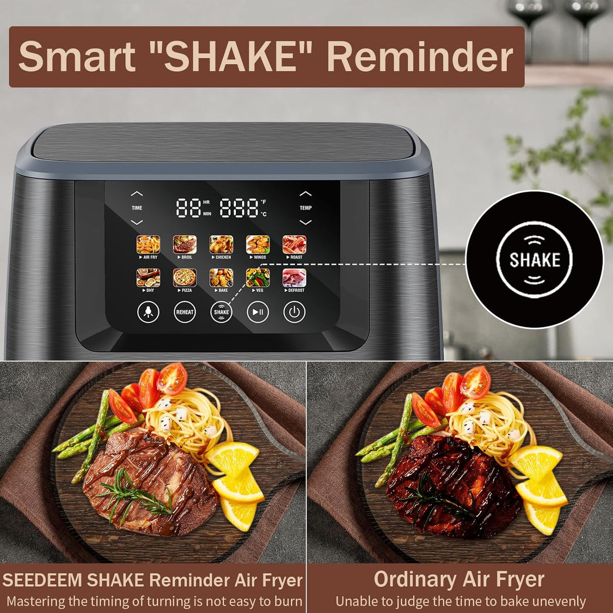 Air Fryer SEEDEEM Max XL 8 Quart 10 en 1 con Pantalla Táctil