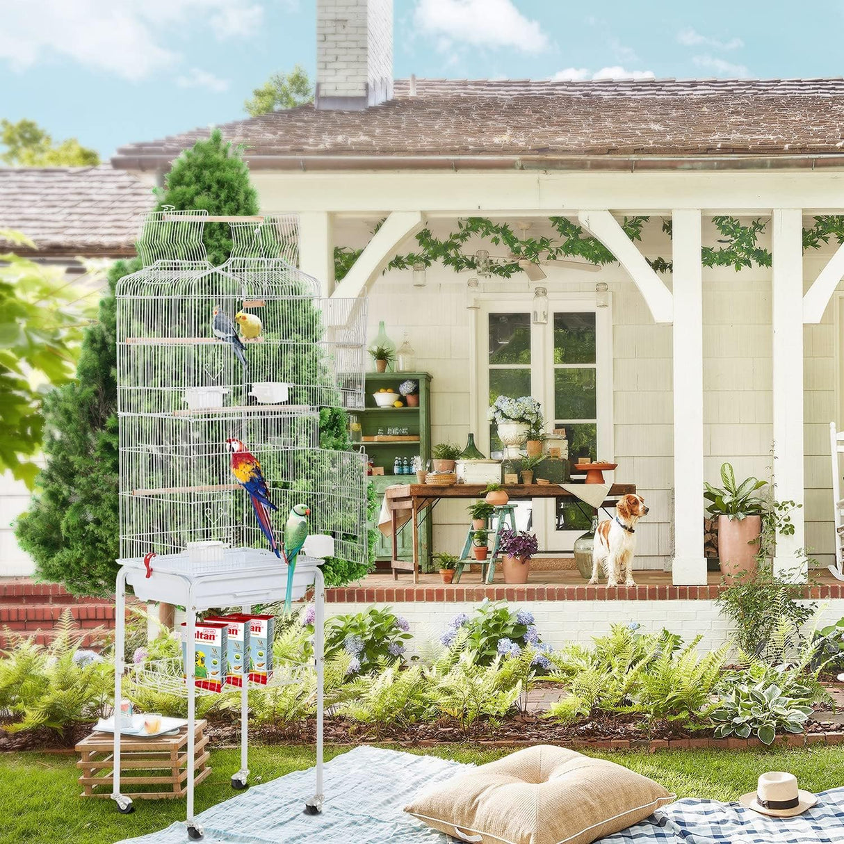 Jaula para periquitos de 64 pulgadas conn soporte rodante