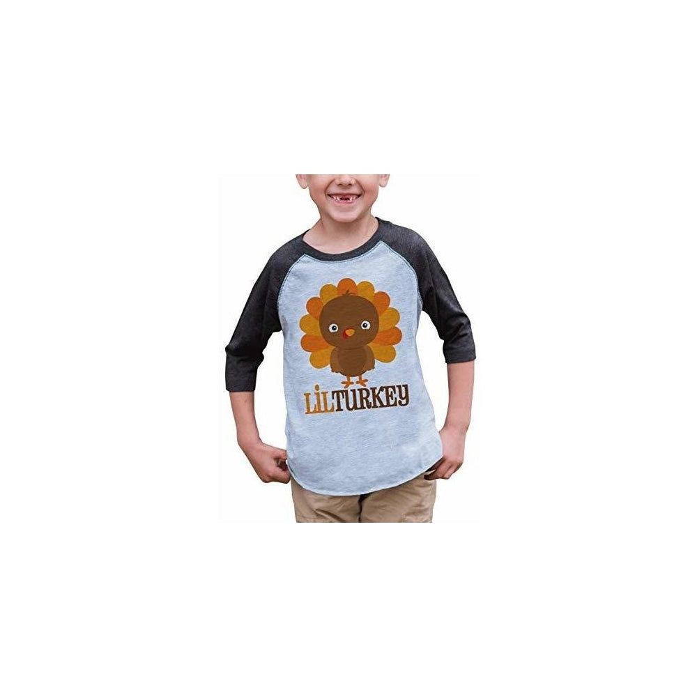 Camisa estilo raglán gris para bebé, diseño de pavo pequeño