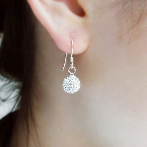 Pendientes colgantes de cristal blanco como la nieve