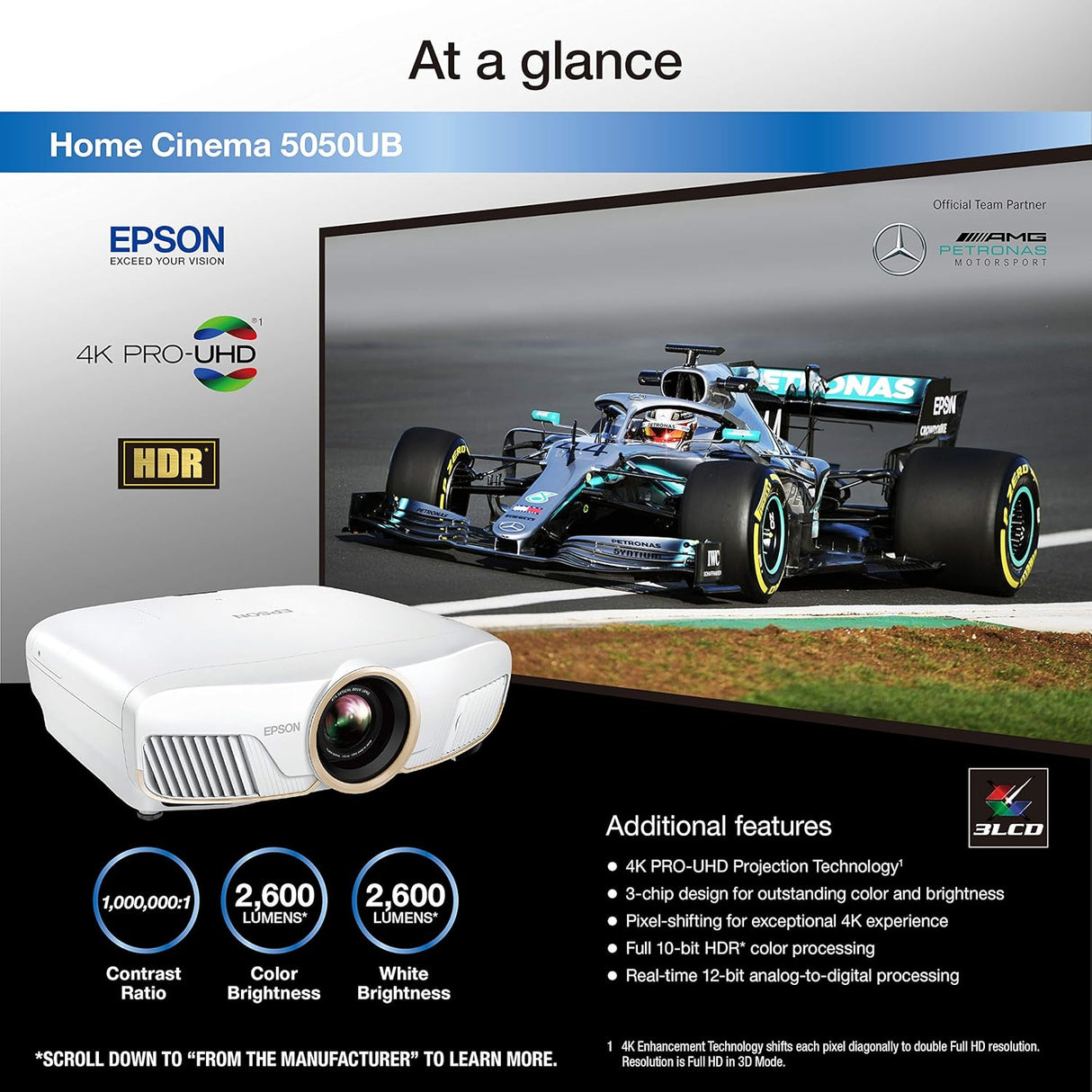 Proyector 4K PRO-UHD Epson, HDR, 3 Chips, Home Cinema 5050UB