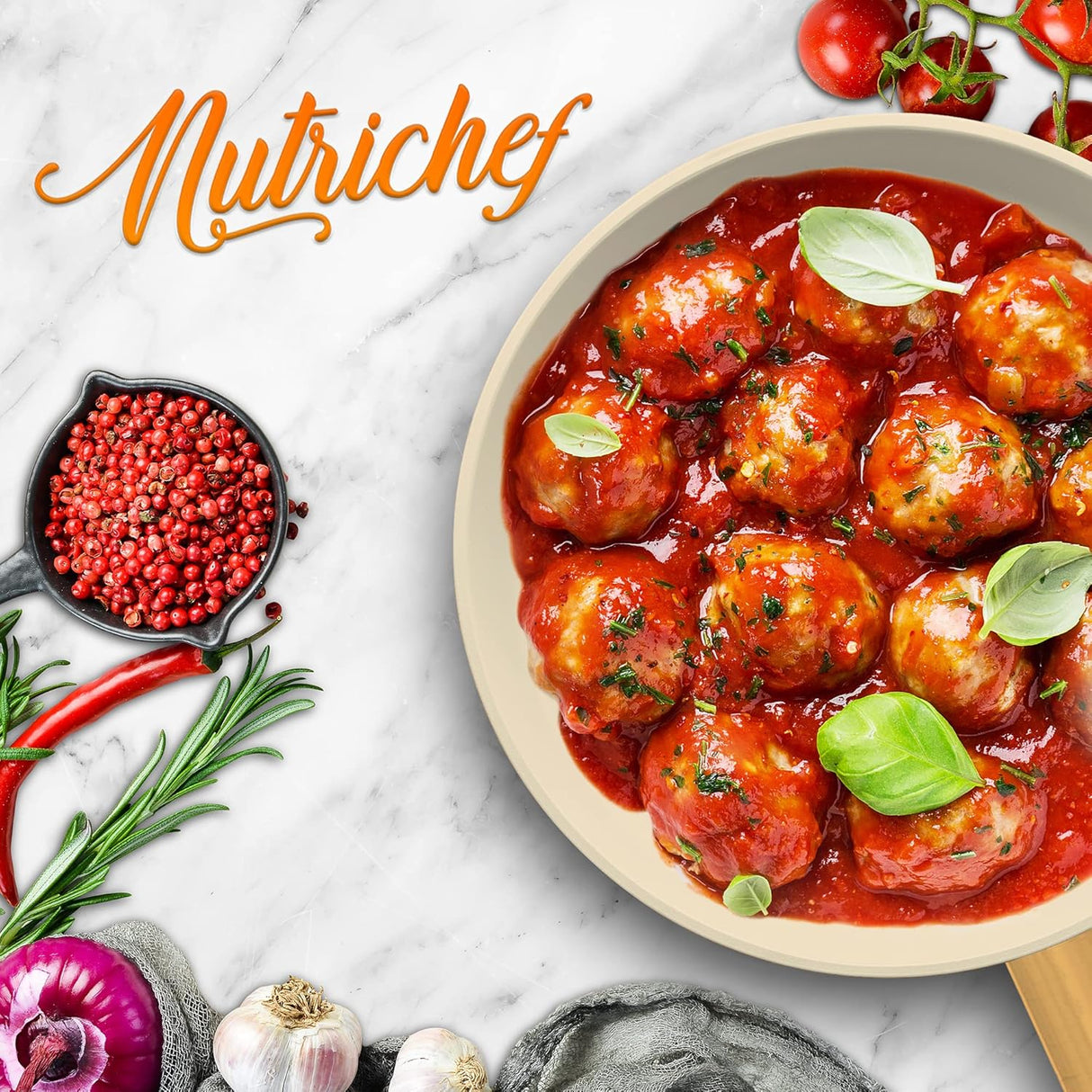 Sartén grande de 12 pulgadas antiadherente NUTRICHEF NCHG12