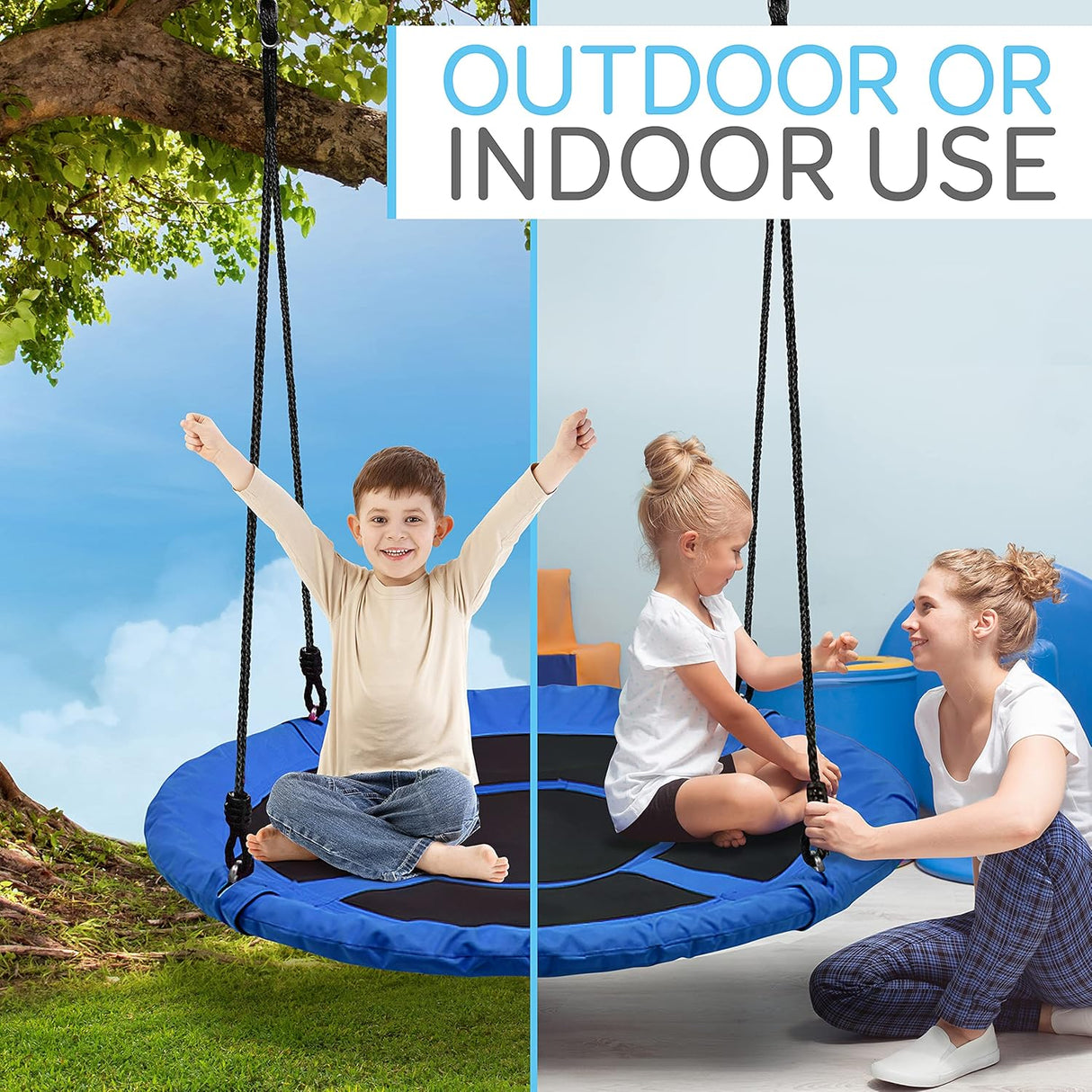 Columpio de platillo para niños SERENELIFE SLSWNG100BL