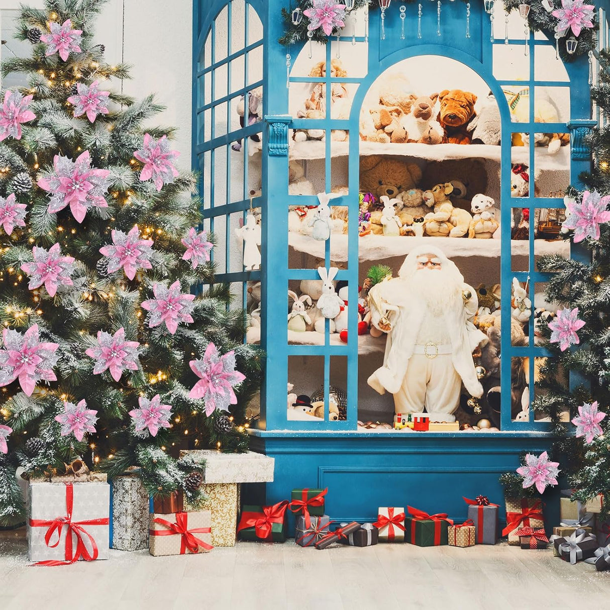 Flores Poinsettia Artificiales, Decoración Navideña, 36 Pcs