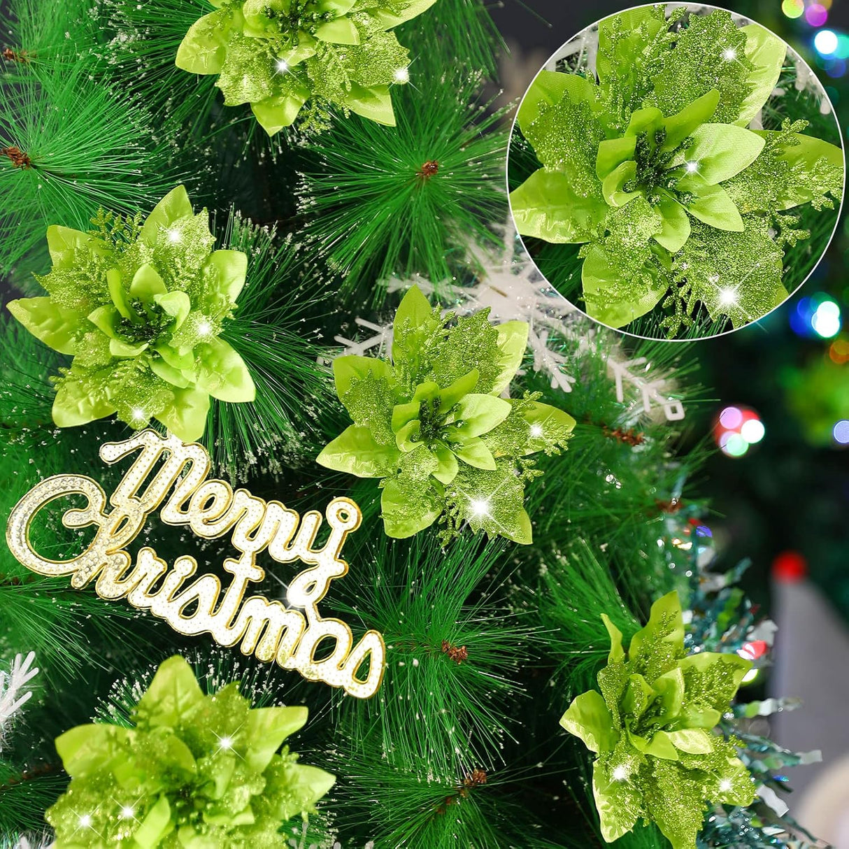 Flores Artificiales Poinsettia Serwalin 20pcs Decoraciones 14cm