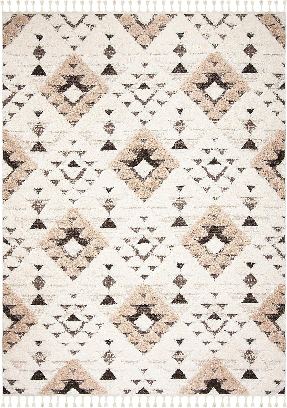 Alfombra Shag Tassel Safavieh, Diseño Boho, 2 Grosor, MTS688A