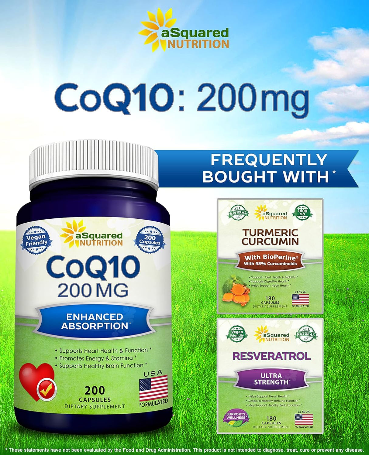 Suplemento aSquared Nutrition CoQ10 200 Capsules and 200mg