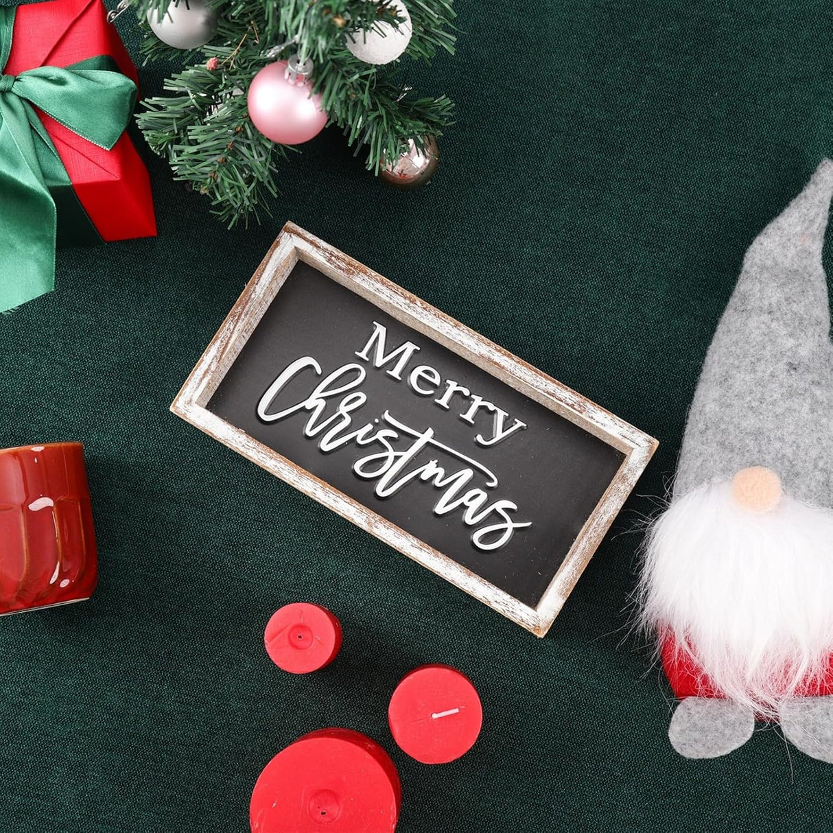 Cartel Feliz Navidad Decoración Navideña para Estantes,Metal