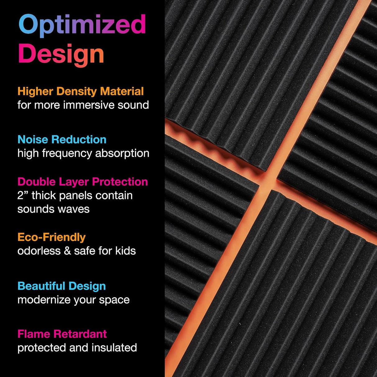Paneles Acústicos Fstop Labs 2 x 12 Autoadhesivos Wedge