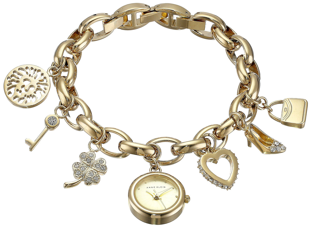 Reloj de pulsera con dije de oro y cristal Swarovski