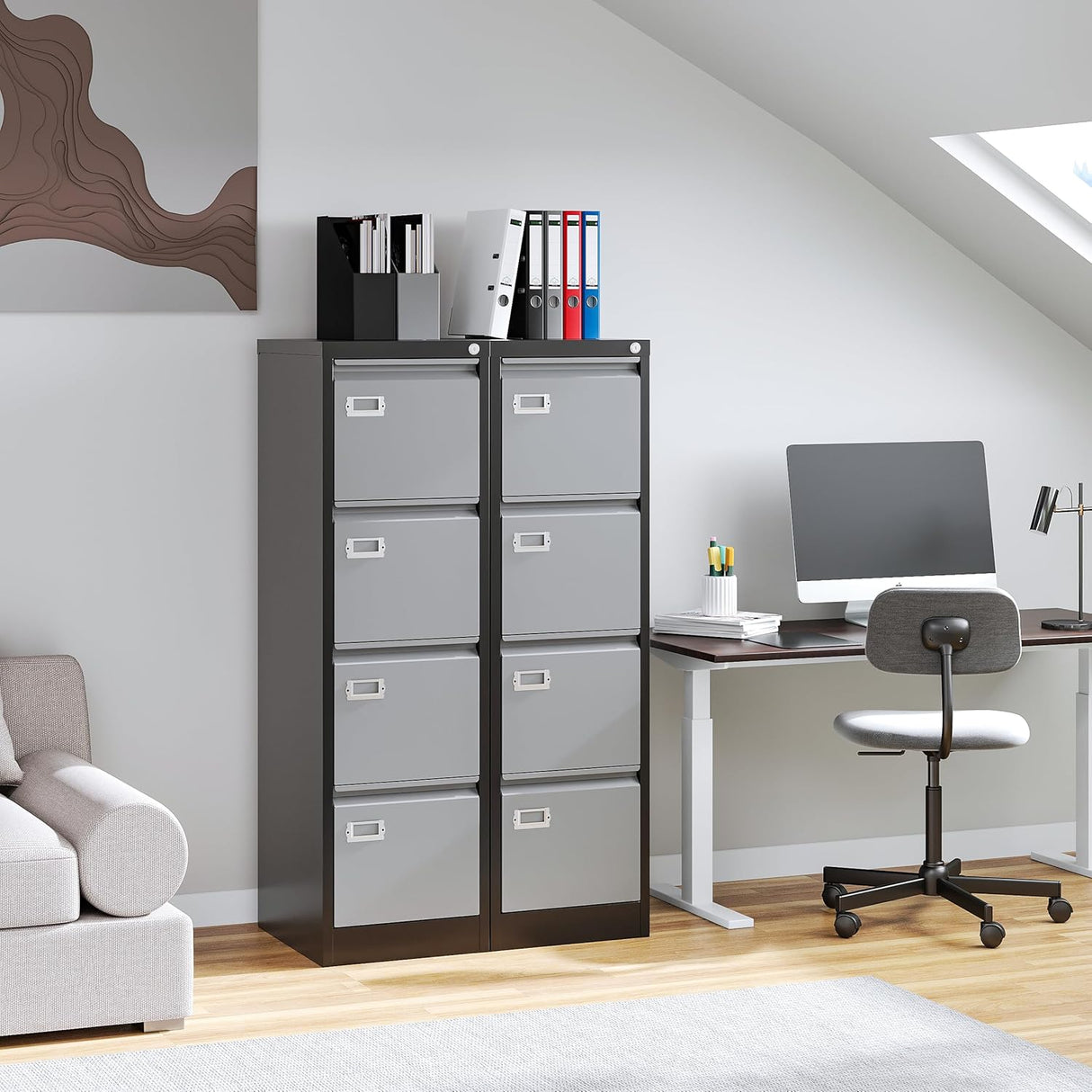 Archivador Vertical de 4 Cajones, Metal, Antivuelco, Modelo A4