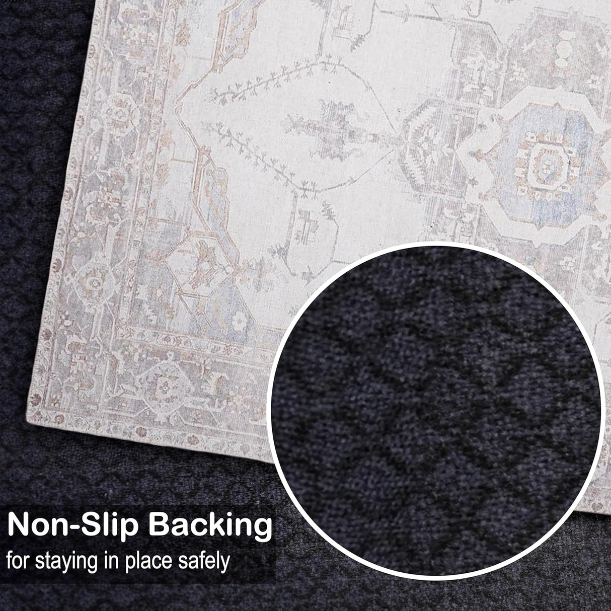 Alfombra Lavable 3x5 Adiva con Antideslizante, Vintage, 3'x5